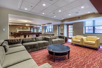 The broadview apartments in baltimore, maryland game area with pool table and shuffleboard
